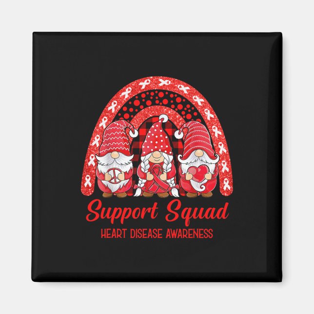 Support Squad Heart Disease Awareness Month Gnomie Magnet (Framsidan)