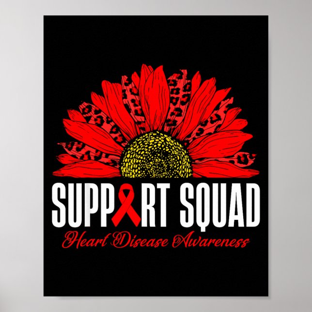 Support Squad Heart Disease Awareness Red Leopard  Poster (Framsidan)