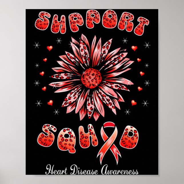 Support Squad Heart Disease Awareness Red Ribbon S Poster (Framsidan)