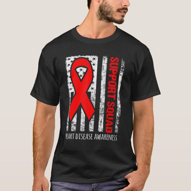 Support Squad Heart Disease Awareness T Shirt (Framsida)