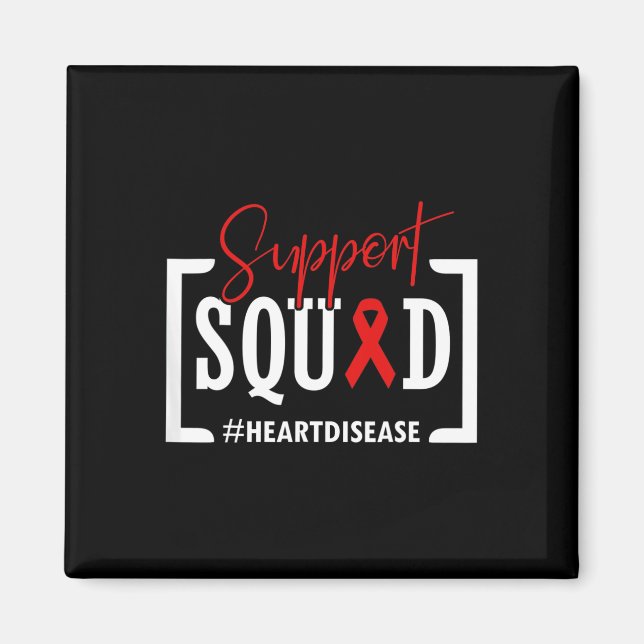 Support Squad Heart Disease Awareness Warrior Red Magnet (Framsidan)