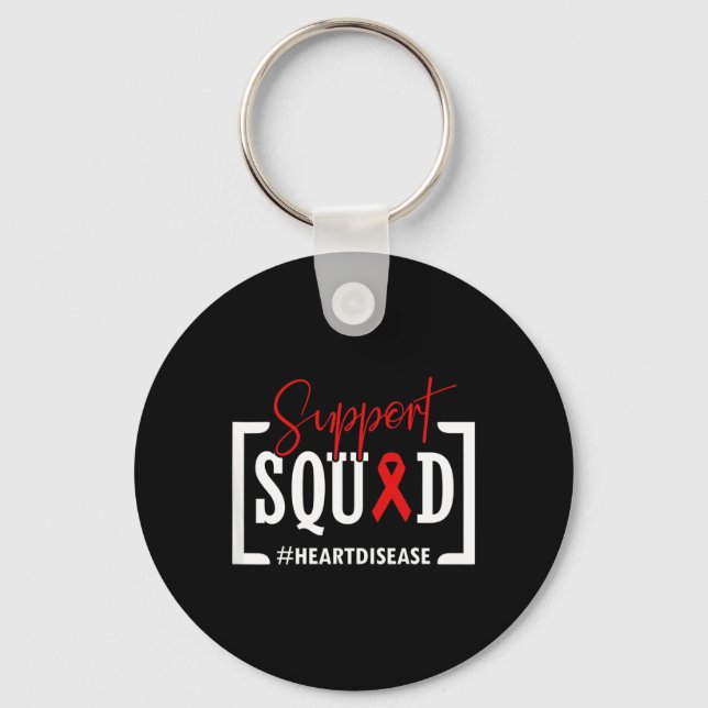 Support Squad Heart Disease Awareness Warrior Red Nyckelring (Framsida)