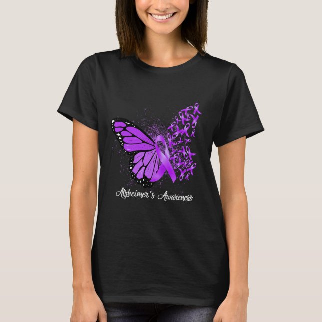 Support Squad Heimer Butterfly Lila Ribbon T Shirt (Framsida)