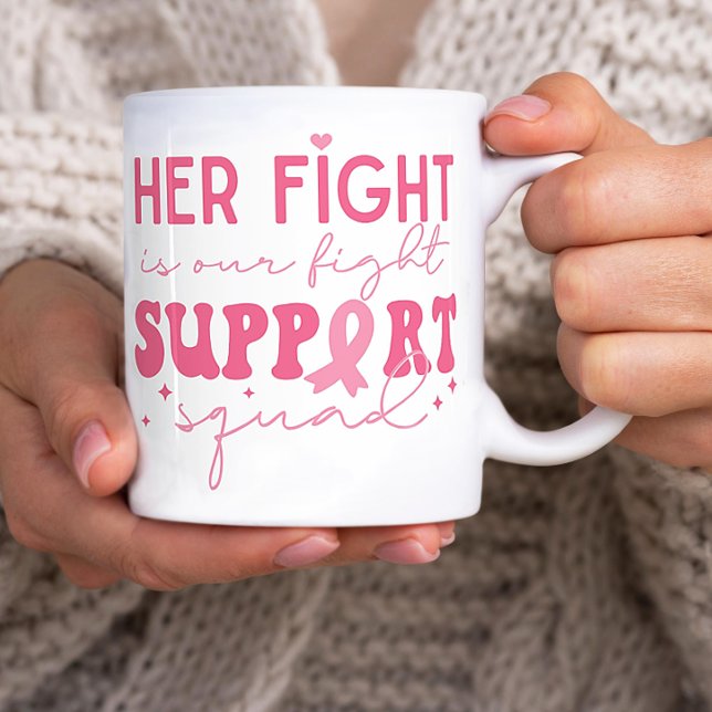 Support Squad Hennes kamp är vår kamp mot cancer Kaffemugg (Support Squad Her Fight is our Fight Cancer )