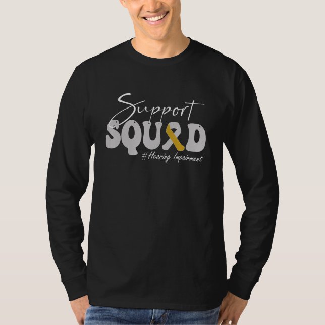 Support Squad Hörselnedsättningsmedvetenhet Silver T Shirt (Framsida)