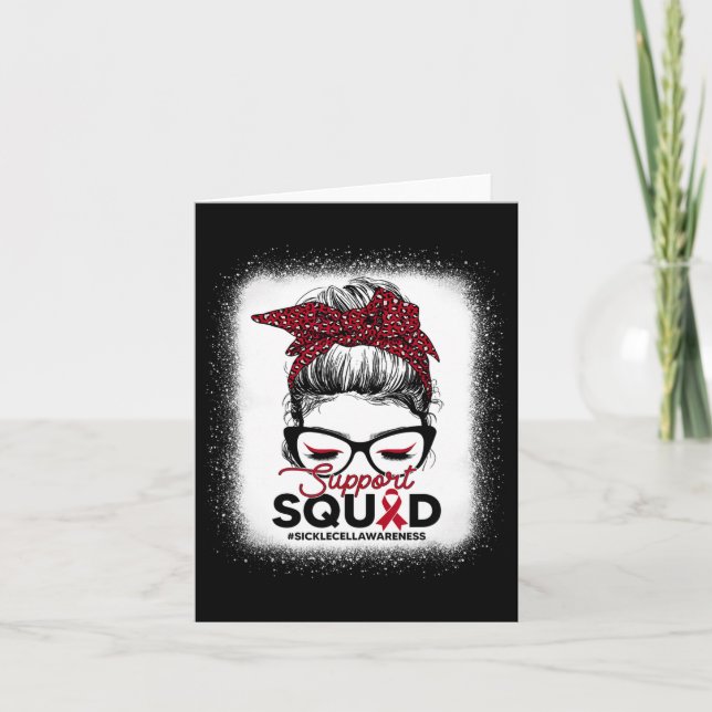 Support Squad Leopard Messy Bun Sickle Cell Awaren Kort (Framsida)