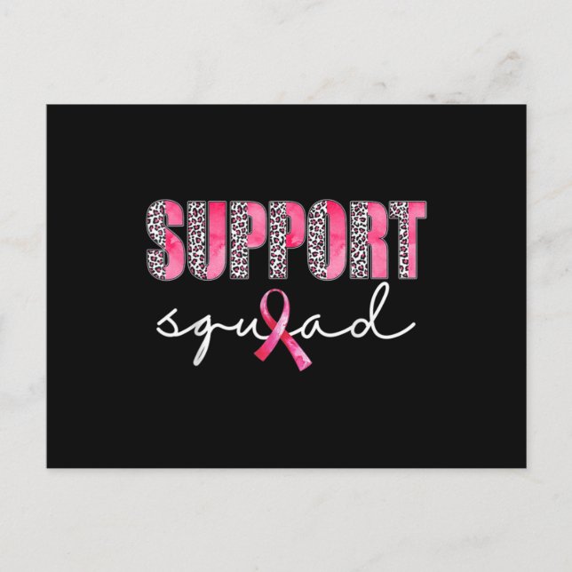 Support Squad Leopard Pink Warrior Breast Cancer A Vykort (Framsida)