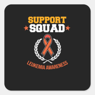 Support Squad Leukemia Awareness Orange Ribbon Fyrkantigt Klistermärke