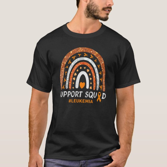 Support Squad Leukemia Awareness Rainbow  Warrior T Shirt (Framsida)