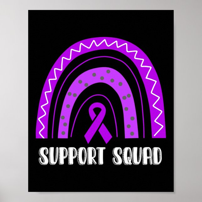 Support Squad Lila Rainbow Fibromyalgia Awarenes Poster (Framsidan)