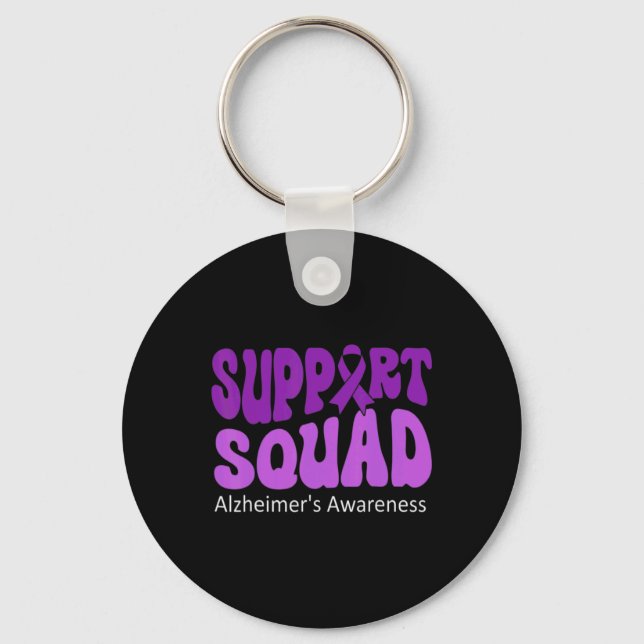 Support Squad Lila Ribbon Brain Alzheimerheimer Nyckelring (Framsida)