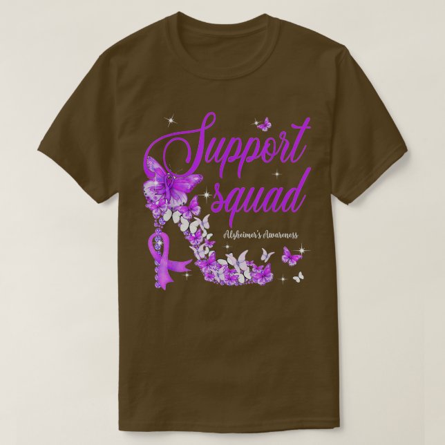 Support Squad Lila Ribbon Butterfly Alzheimers's T Shirt (Design framsida)