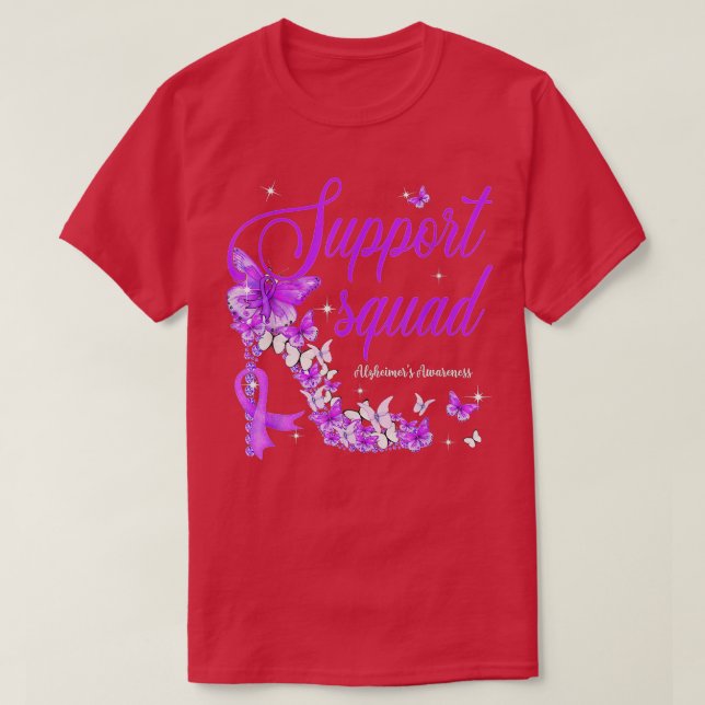 Support Squad Lila Ribbon Butterfly Alzheimers's T Shirt (Design framsida)