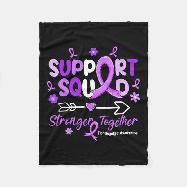 Support Squad Lila Ribbon Fibromyalgia Awareness Fleecefilt (Framsidan)