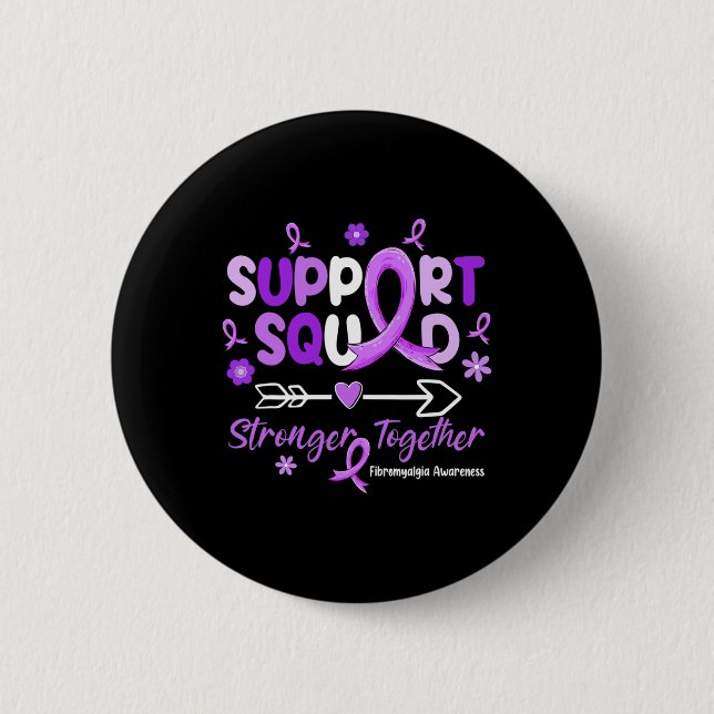 Support Squad Lila Ribbon Fibromyalgia Awareness Knapp (Framsida)