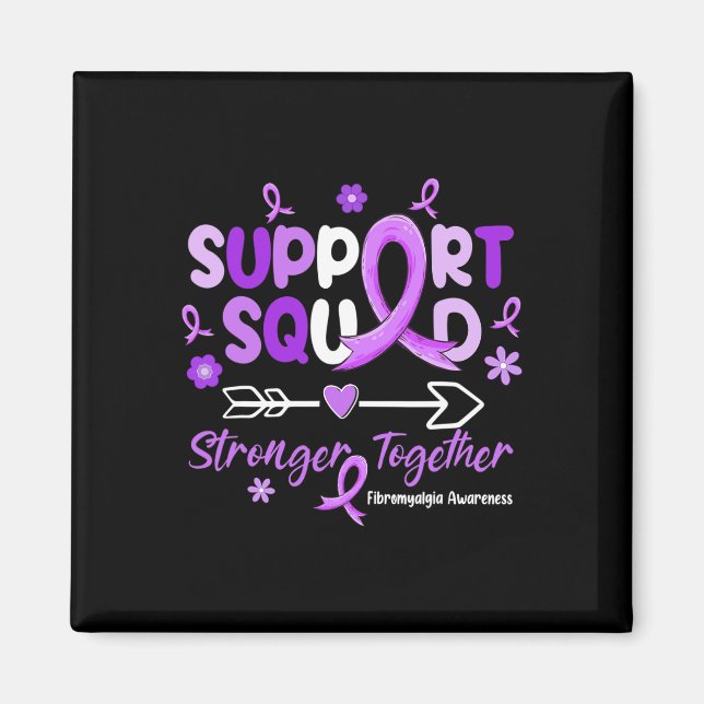 Support Squad Lila Ribbon Fibromyalgia Awareness Magnet (Framsidan)