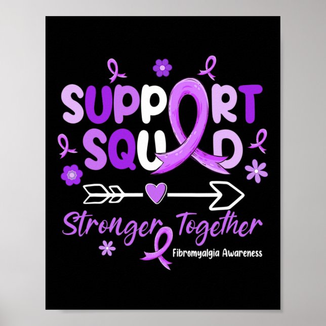 Support Squad Lila Ribbon Fibromyalgia Awareness Poster (Framsidan)