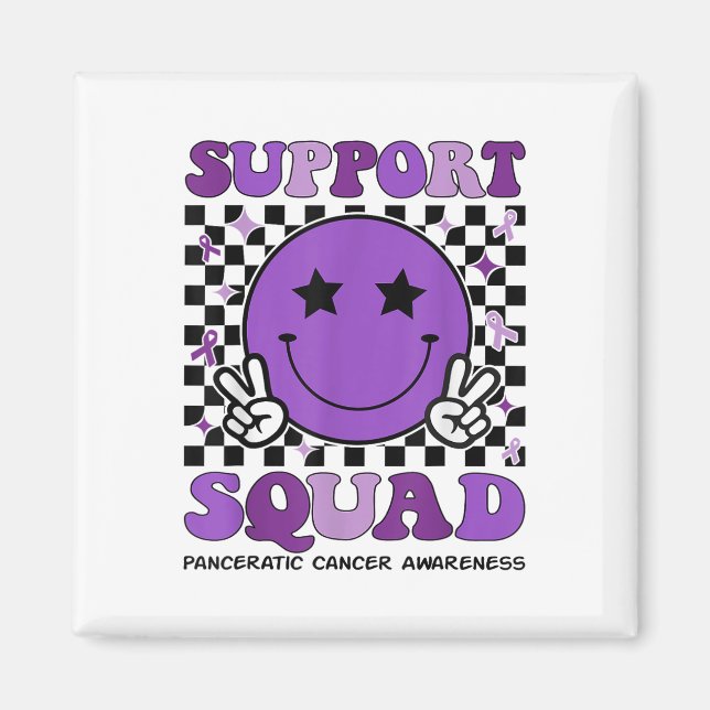 Support Squad Lila Ribbon Pancreatic Cancer Awar Magnet (Framsidan)