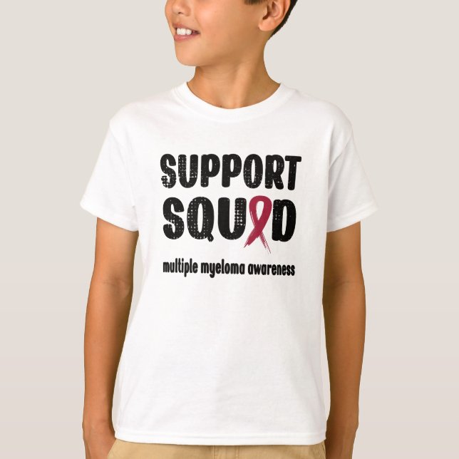 Support Squad Många Myeloma Awareness Ribbon T Shirt (Framsida)