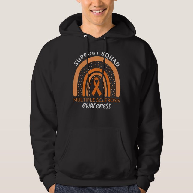Support Squad Många Sclerosis Awareness Orange Hoodie (Framsida)