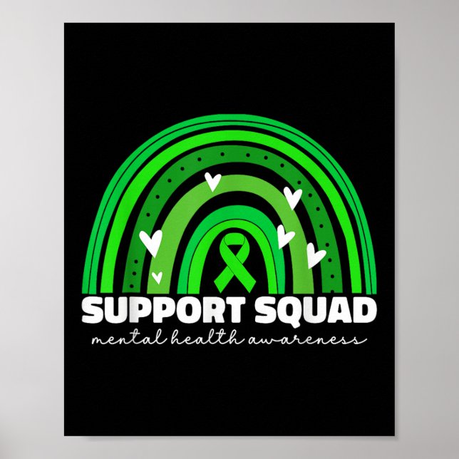 Support Squad Mental Health Awareness Månad Grönt Poster (Framsidan)