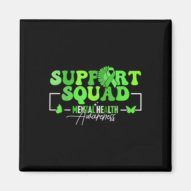 Support Squad Mental Health Awareness May Grönt Ri Magnet (Framsidan)