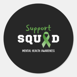 Support Squad Mental Health Awareness Roligt Grönt Runt Klistermärke