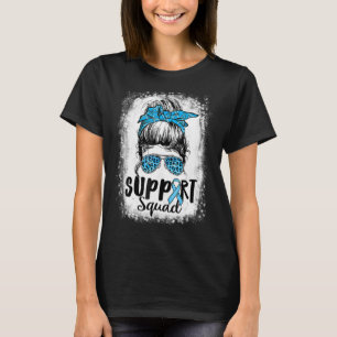Support Squad Messy Bun Blue Diabetes Awareness T1 T Shirt
