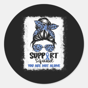 Support Squad Messy Bun Blue Warrior Alopecia Awar Runt Klistermärke