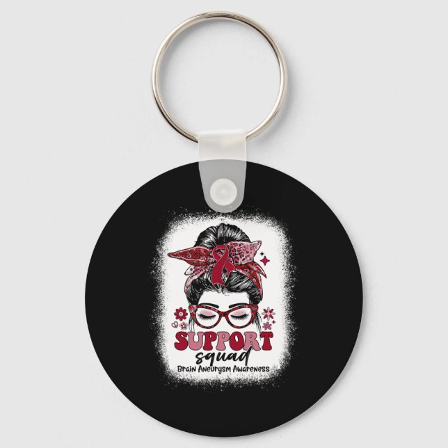 Support Squad Messy Bun Brain Aneurysm Nyckelring (Framsida)