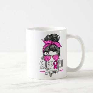 Support Squad Messy Bun Breast Cancer Awareness Kaffemugg