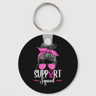 Support Squad Messy Bun Breast Cancer Awareness Nyckelring