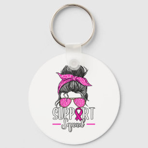 Support Squad Messy Bun Breast Cancer Awareness Nyckelring