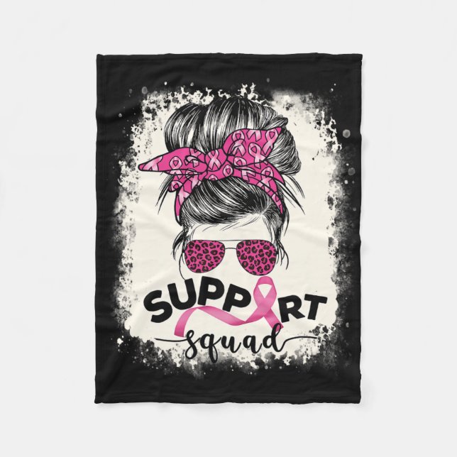 Support Squad Messy Bun Breast Cancer Awareness Pi Fleecefilt (Framsidan)