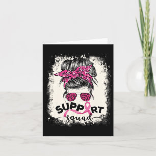 Support Squad Messy Bun Breast Cancer Awareness Pi Kort