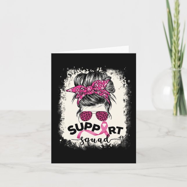Support Squad Messy Bun Breast Cancer Awareness Pi Kort (Framsida)