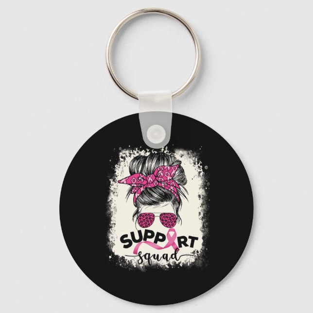 Support Squad Messy Bun Breast Cancer Awareness Pi Nyckelring (Framsida)