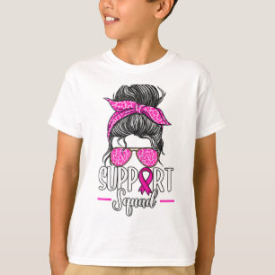 Support Squad Messy Bun Breast Cancer Awareness T Shirt