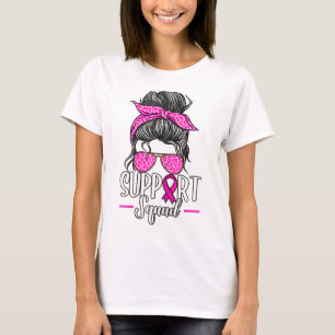 Support Squad Messy Bun Breast Cancer Awareness T Shirt