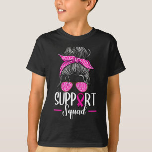 Support Squad Messy Bun Breast Cancer Awareness T Shirt