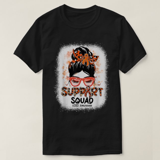 Support Squad Messy Bun Butterfly ADHD Awareness 1 T Shirt (Design framsida)