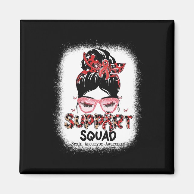 Support Squad Messy Bun Butterfly Brain Aneurysm A Magnet (Framsidan)