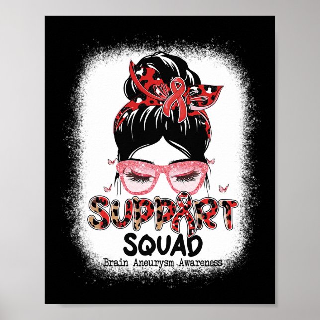Support Squad Messy Bun Butterfly Brain Aneurysm A Poster (Framsidan)