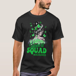 Support Squad Messy Bun Butterfly Grönt Ribbon Sco T Shirt