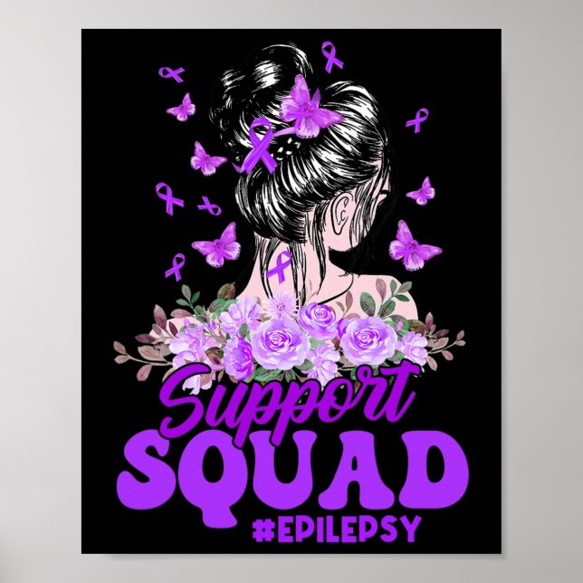 Support Squad Messy Bun Butterfly Lila Ribbon Ep Poster (Framsidan)