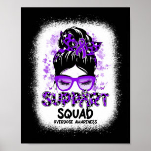 Support Squad Messy Bun Butterfly Lila Ribbon Ov Poster