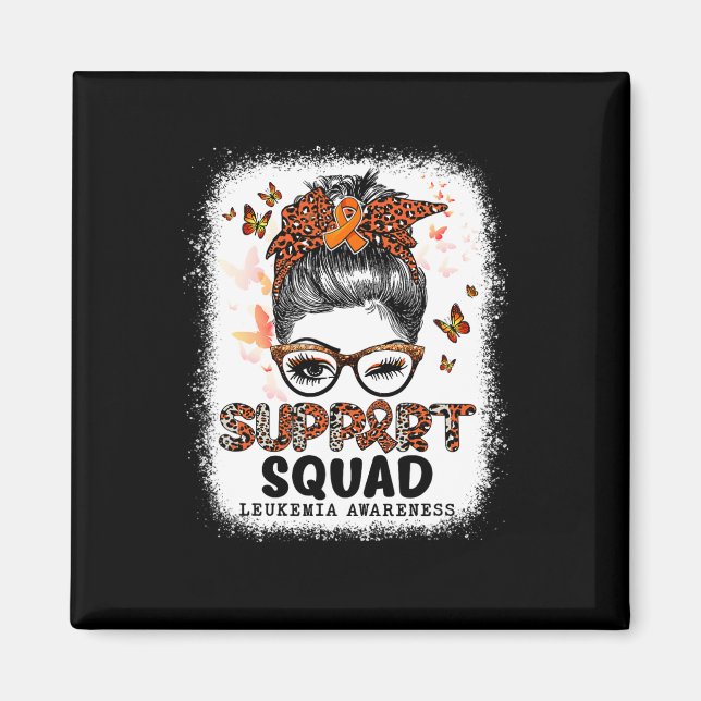 Support Squad Messy Bun Butterfly Orange Ribbon Le Magnet (Framsidan)