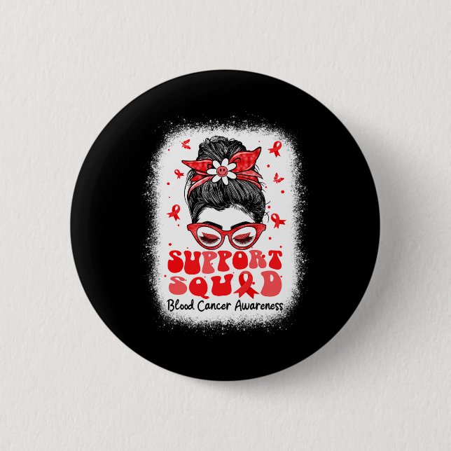 Support Squad Messy Bun Butterfly Red Ribbon Blood Knapp (Framsida)