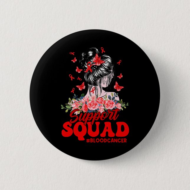 Support Squad Messy Bun Butterfly Red Ribbon Blood Knapp (Framsida)