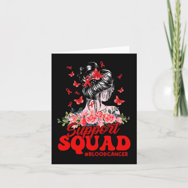 Support Squad Messy Bun Butterfly Red Ribbon Blood Kort (Framsida)